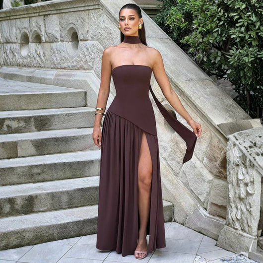 Sabina | Damen Hochzeitsgast Asymmetrisches Maxikleid