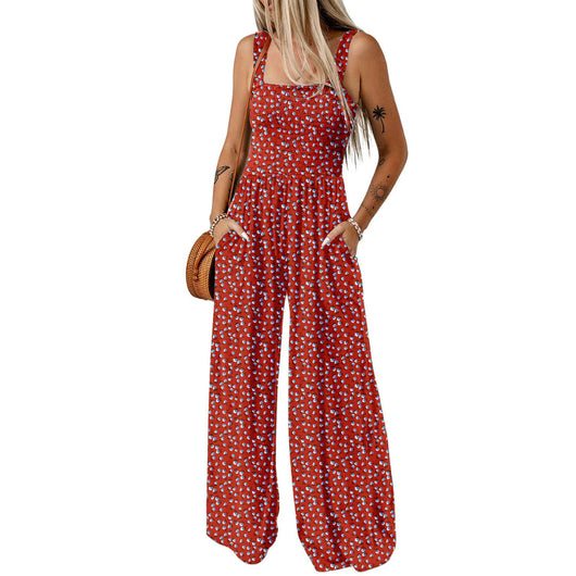Ursula | Eleganter Damen-Frühlings-Jumpsuit mit Blumenmuster und weitem Bein