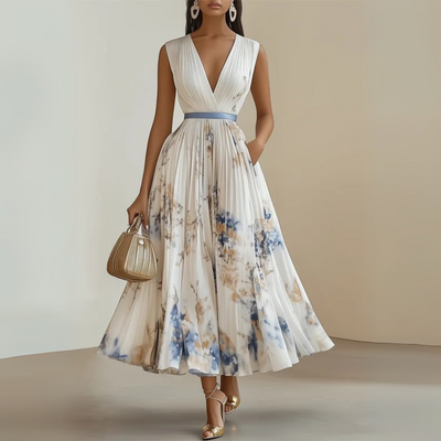 Claudia | Damen Fließendes Ärmelloses Sommer Maxikleid