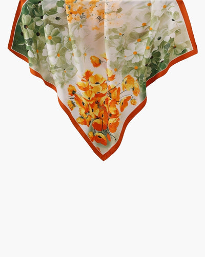 Seidenschal mit Blumen-Print