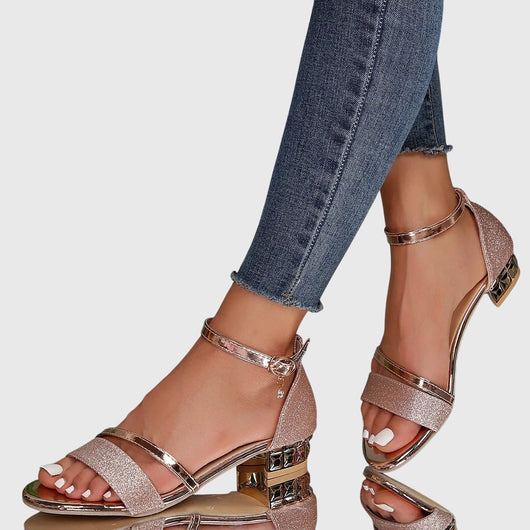 Helga | Damen Sandalen mit Offener Spitze und Blockabsatz