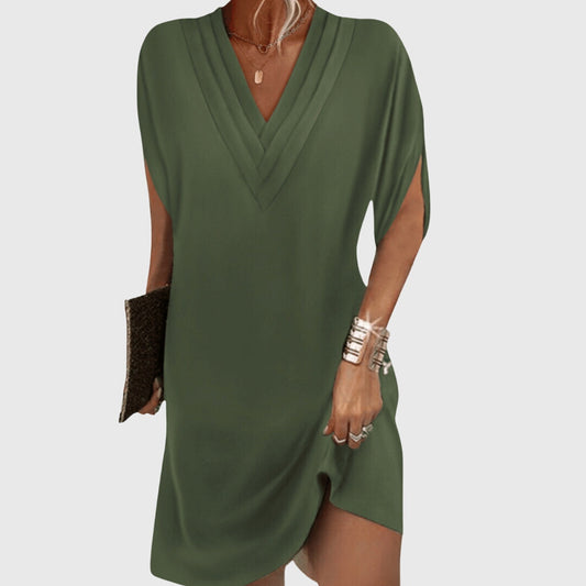 Nicole | Damen V-Ausschnitt Lockeres Mini Kleid
