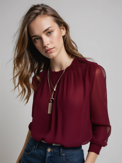 Felicia | Damen Elegante Langarmbluse mit Rüschen