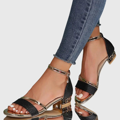 Helga | Damen Sandalen mit Offener Spitze und Blockabsatz