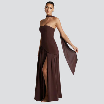 Sabina | Damen Hochzeitsgast Asymmetrisches Maxikleid