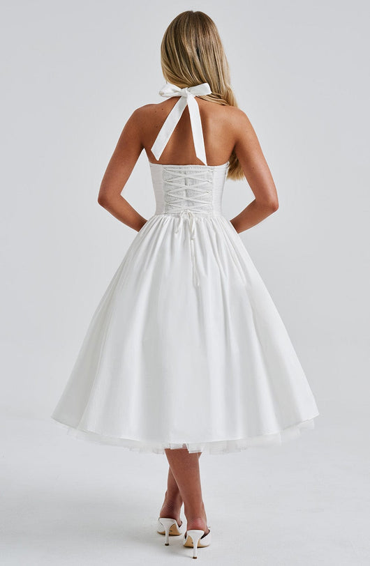 Lydia | Damen Halter Midi Kleid für Hochzeitsgäste
