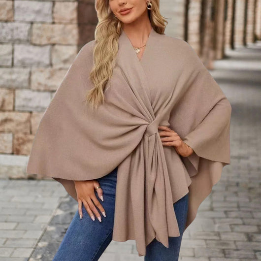 Veronika | Damen Oberteil im Cape-Stil mit Frontknoten