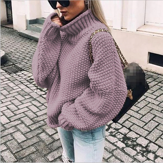 Elisa | Damen Grobstrick-Pullover mit Rollkragen für den Winter