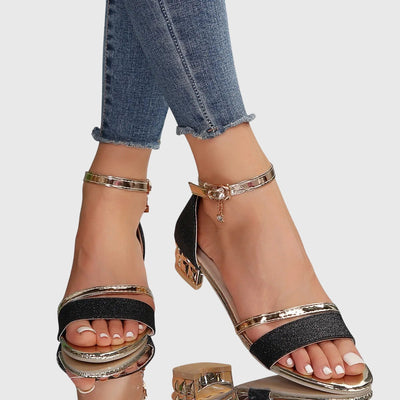Helga | Damen Sandalen mit Offener Spitze und Blockabsatz