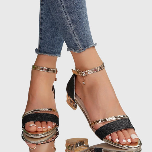 Helga | Damen Sandalen mit Offener Spitze und Blockabsatz
