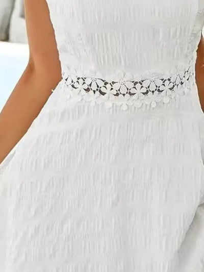Marie | Damen Spaghettiträger Cocktailkleid mit Blumenspaille A-Linie Mini