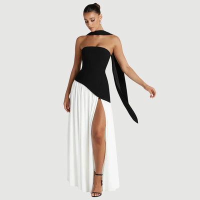 Sabina | Damen Hochzeitsgast Asymmetrisches Maxikleid