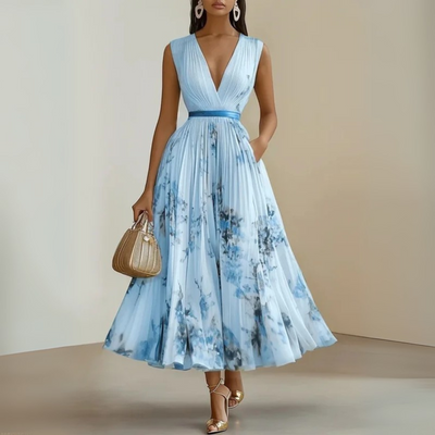 Claudia | Damen Fließendes Ärmelloses Sommer Maxikleid