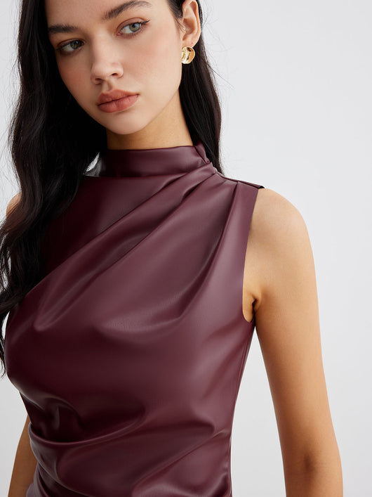 Franziska | Damen Sommer Ärmelloses Chic Top Mit Hohem Kragen