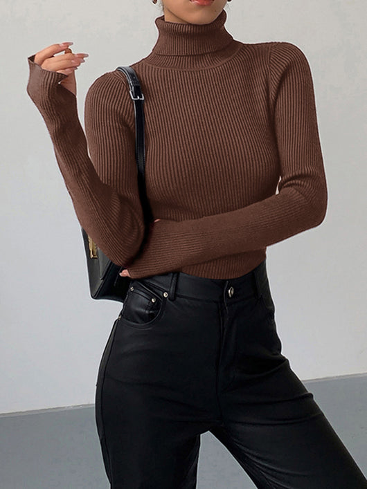 Jennifer | Damen Frühlings Stilvoller Gerippter Rollkragenpullover