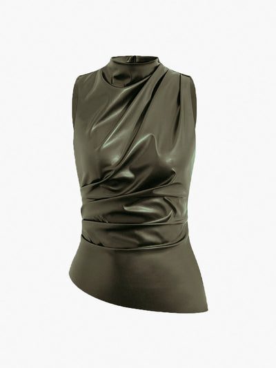 Franziska | Damen Sommer Ärmelloses Chic Top Mit Hohem Kragen