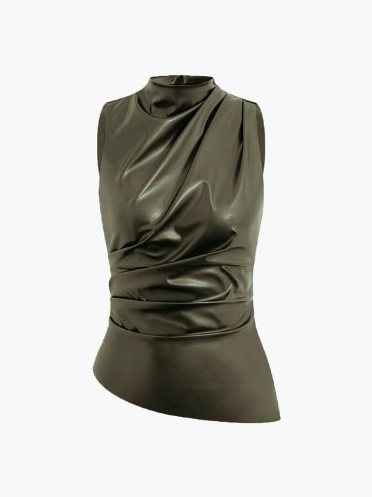 Franziska | Damen Sommer Ärmelloses Chic Top Mit Hohem Kragen