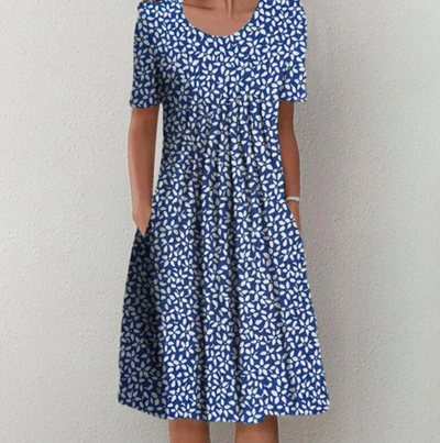 Tamara | Damen Midikleid mit lockerem Schnitt und Blumenmuster