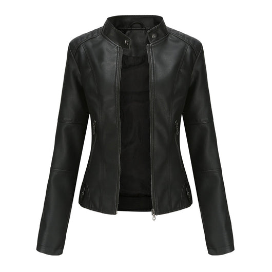 Kirsten | Damen Kunstleder-Bikerjacke mit Reißverschluss