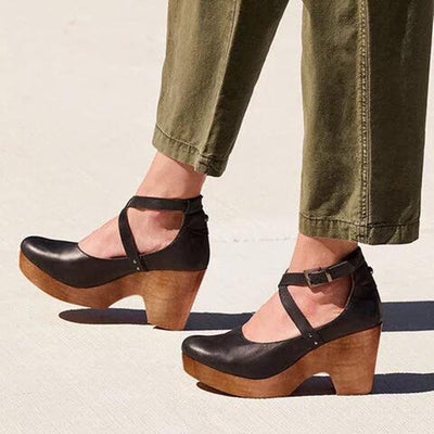 Julia | Damen Elegante Geschlossene Zehen Wedge High Heels