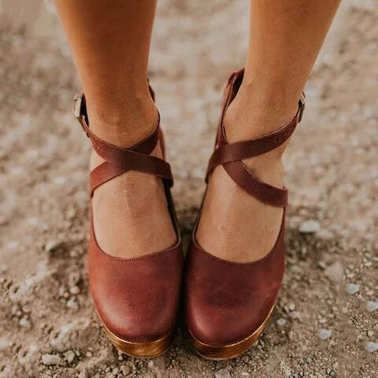 Jacqueline | Damen Plateau Schuhe Mit Schnallenriemen