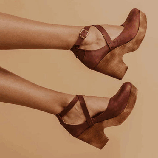 Jacqueline | Damen Plateau Schuhe Mit Schnallenriemen
