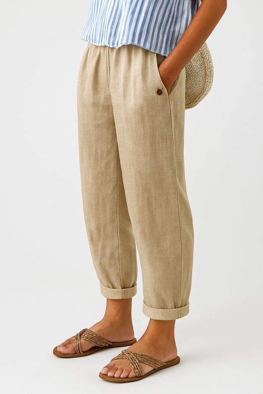 Isabella | Damen Lässige Hose Mit Taschen Und Umschlag