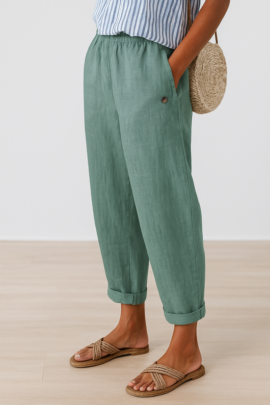 Isabella | Damen Lässige Hose Mit Taschen Und Umschlag