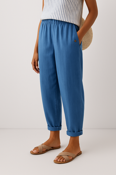 Isabella | Damen Lässige Hose Mit Taschen Und Umschlag