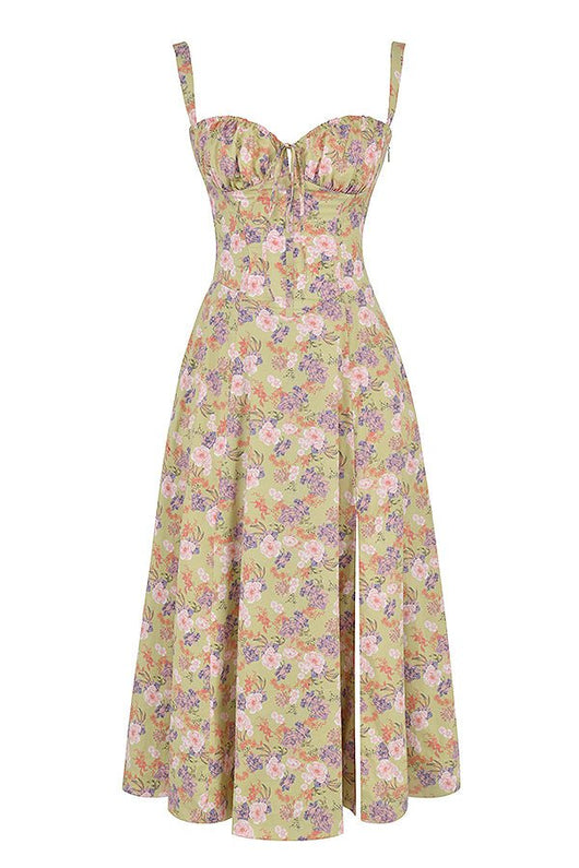 Lydia | Damen Korsett-Midikleid mit fließendem Rock