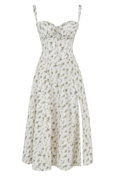 Lydia | Damen Korsett-Midikleid mit fließendem Rock