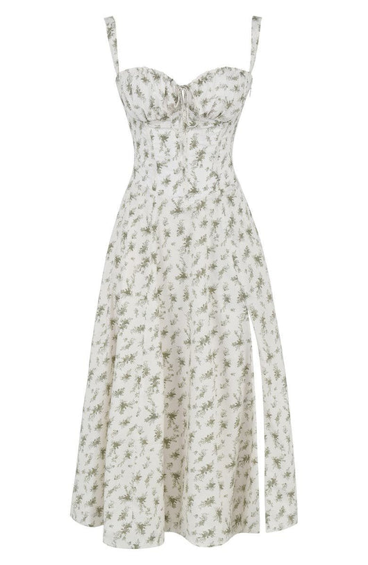 Lydia | Damen Korsett-Midikleid mit fließendem Rock