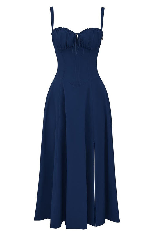 Lydia | Damen Korsett-Midikleid mit fließendem Rock
