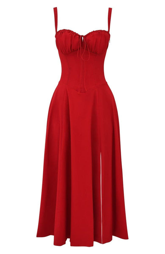 Lydia | Damen Korsett-Midikleid mit fließendem Rock