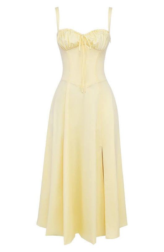 Lydia | Damen Korsett-Midikleid mit fließendem Rock