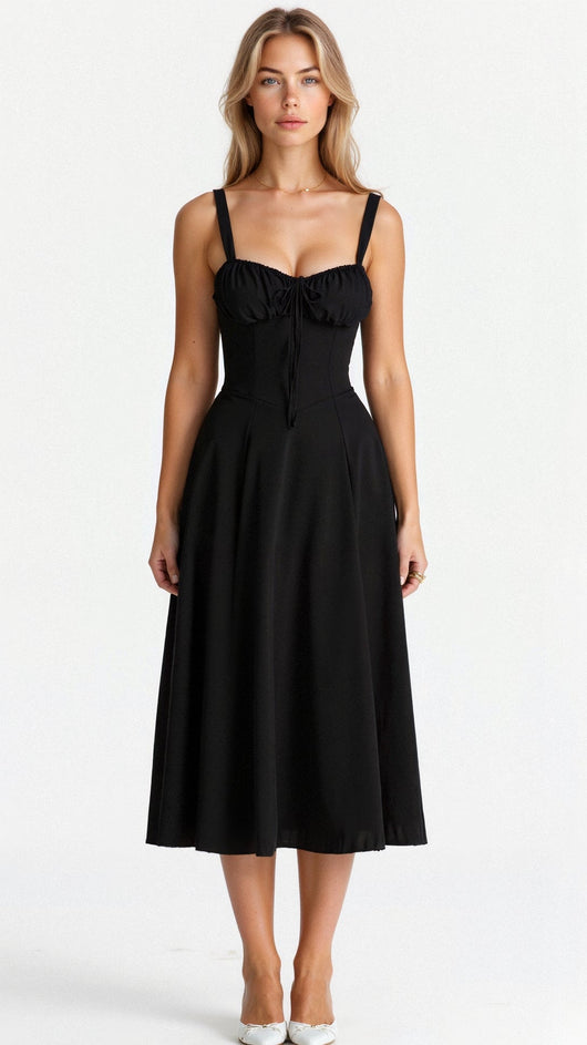 Lydia | Damen Korsett-Midikleid mit fließendem Rock