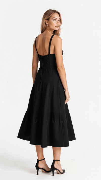 Lydia | Damen Korsett-Midikleid mit fließendem Rock