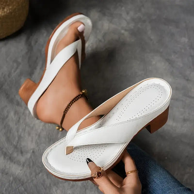 Carolin | Damen Slip On Sandalen Mit Absatz