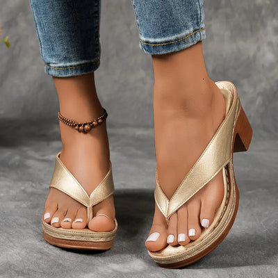 Carolin | Damen Slip On Sandalen Mit Absatz