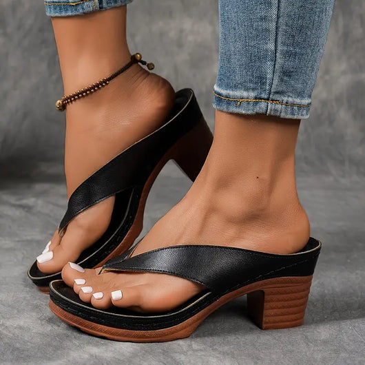 Carolin | Damen Slip On Sandalen Mit Absatz