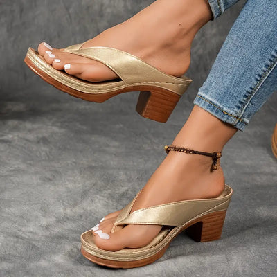 Carolin | Damen Slip On Sandalen Mit Absatz