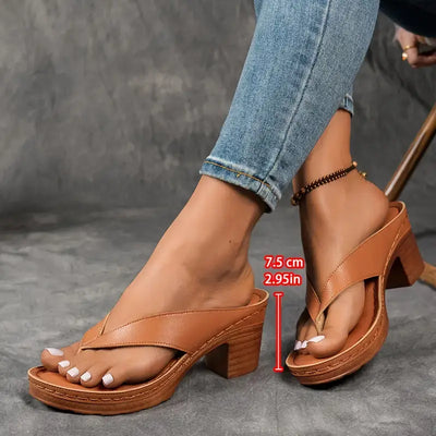 Carolin | Damen Slip On Sandalen Mit Absatz