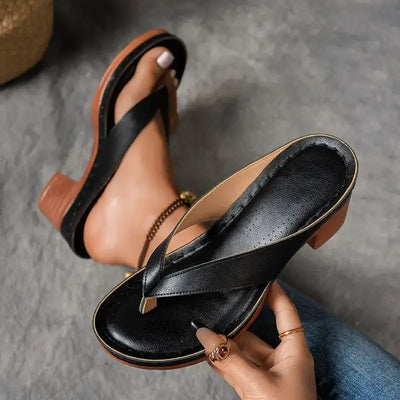 Carolin | Damen Slip On Sandalen Mit Absatz