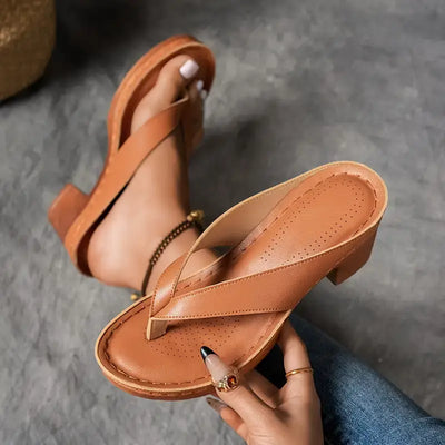 Carolin | Damen Slip On Sandalen Mit Absatz