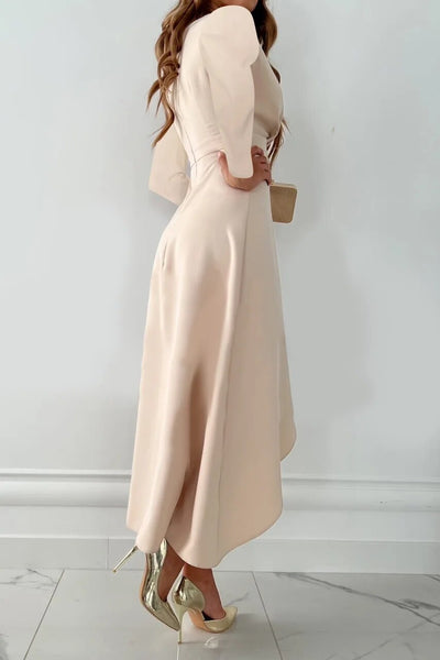 Renate | Damen Midi-Etui-Kleid mit V-Ausschnitt und Schlitz