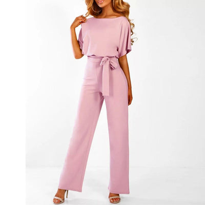 Viola | Damen Lässiger Kurzarm-Jumpsuit mit Gürtel