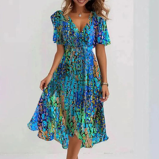 Fließendes Geblümtes Midikleid