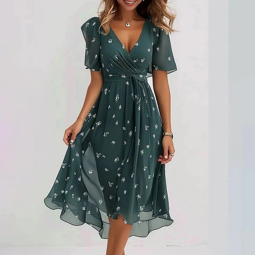 Fließendes Geblümtes Midikleid