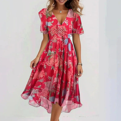 Fließendes Geblümtes Midikleid
