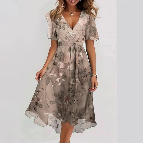 Fließendes Geblümtes Midikleid